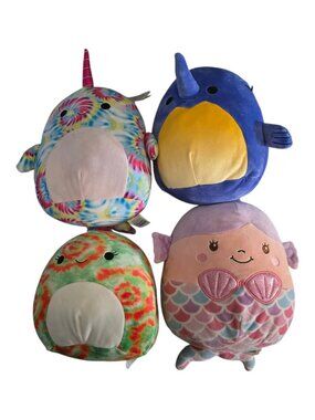 Squishmallow Bundle Narwhal Mermaid Tie Dye Plush Set 8” Soft Kawaii Stuffed Toy